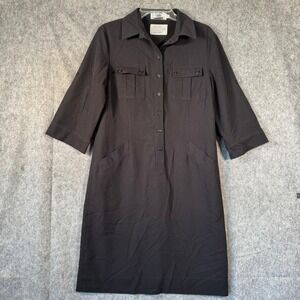 Murphy & Hartelius Airline Uniform Dress Womens 8 Black Shirt Button Flap Pocket